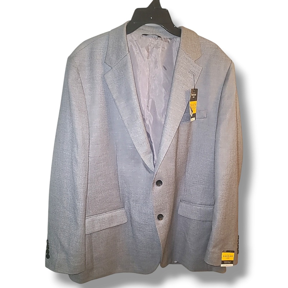 Haggar H26 48R Men's Gray Micro Dobby Stretch Tailored Fit Sport Coat Blazer NWT